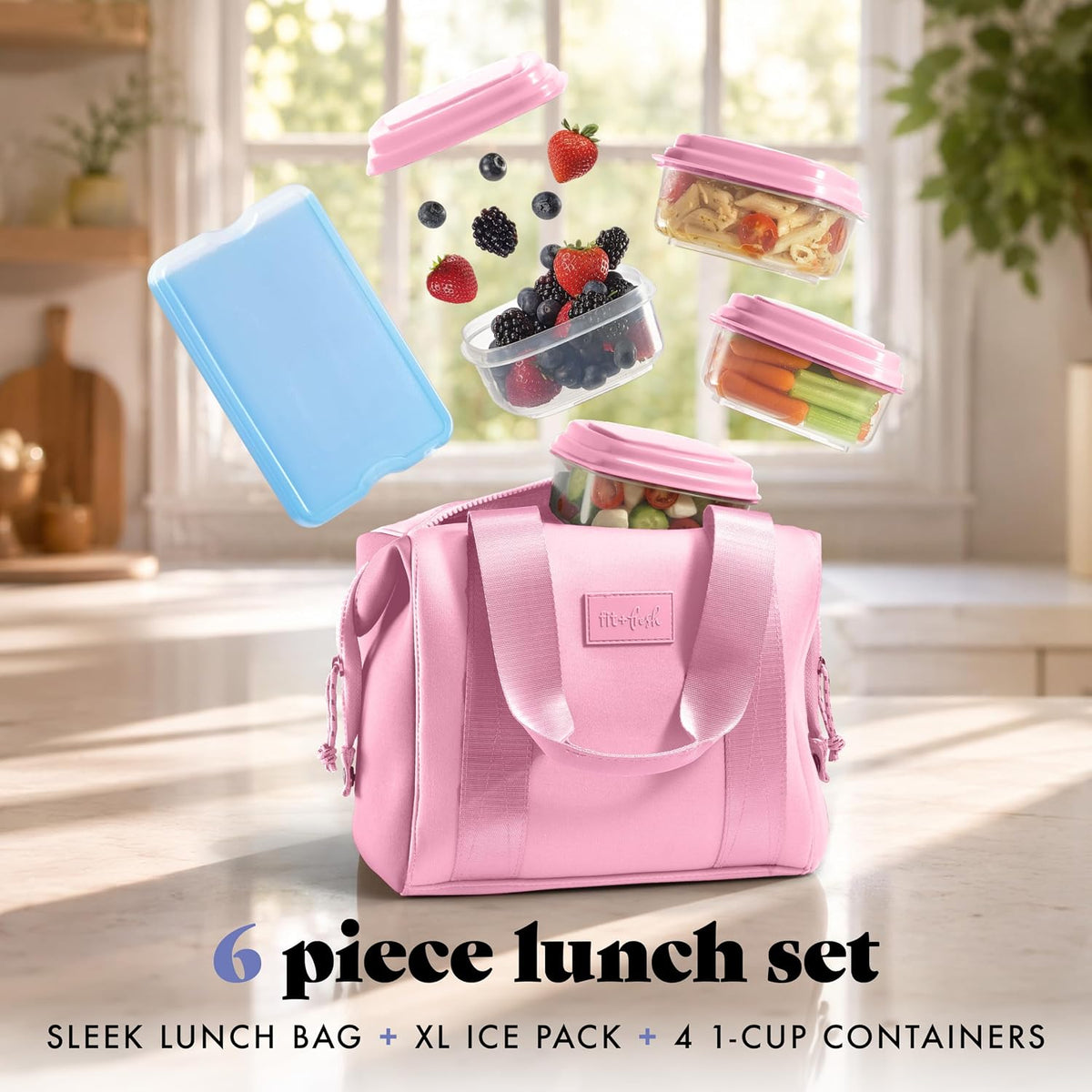 Remi Neoprene Lunch Bag for Women w/Ice Pack & Containers