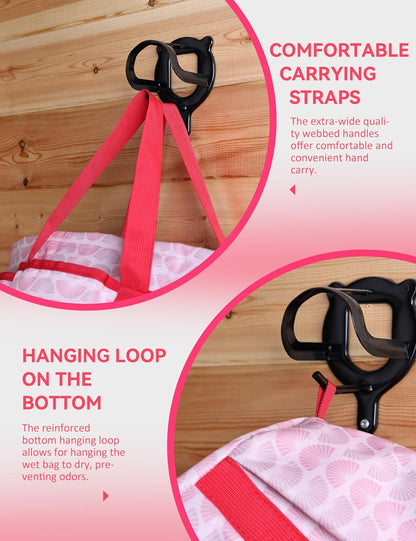 Horse Grooming Tote Bag, Waterproof Grooming Organizer with Multiple Pockets for Brushes & Tools, Stable & Show Use Pink