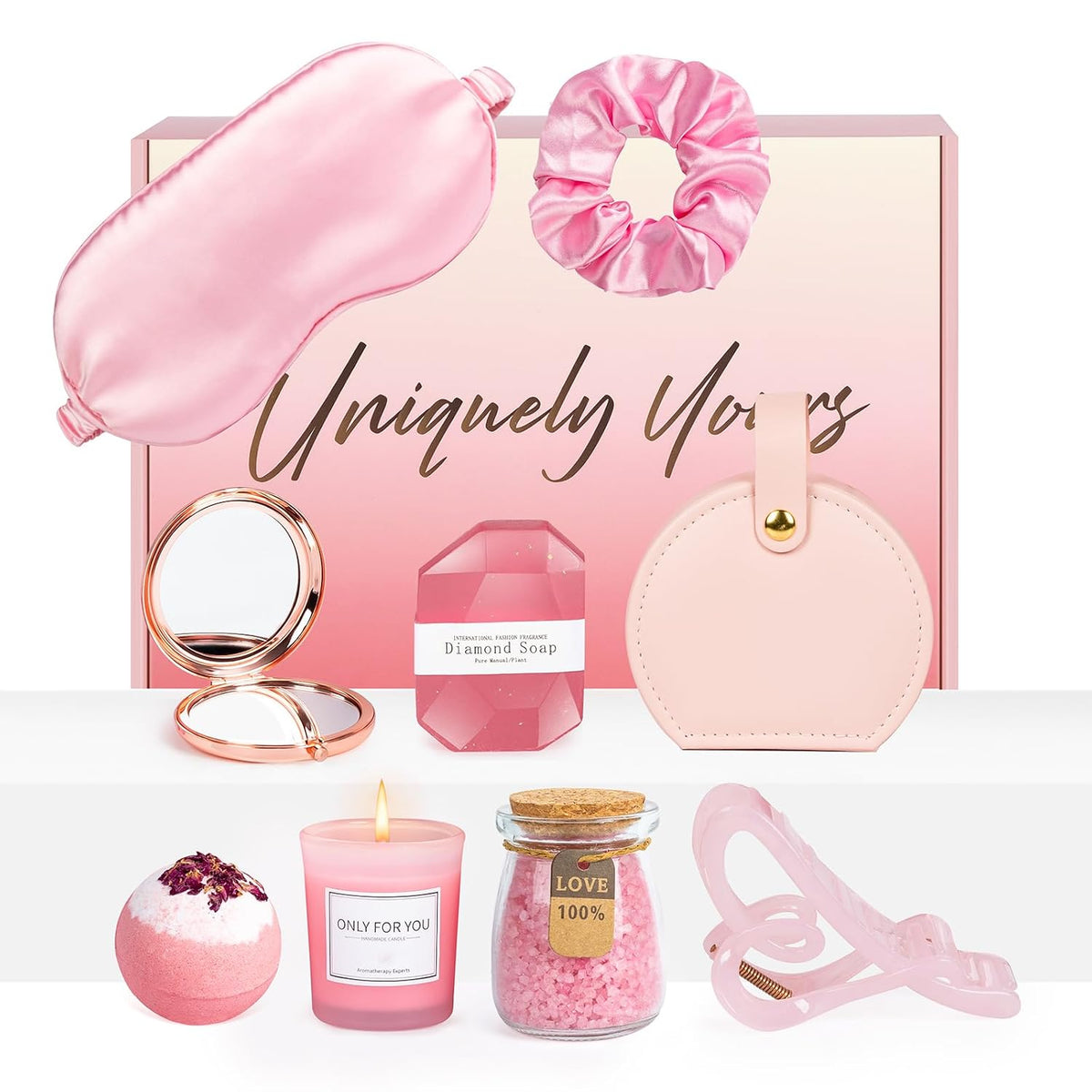 Birthday Gifts for Women, Pink Self-Care Spa Kit Gift, Relaxing Birthday & Thinking of You Care Package for Her, Mom, Wife, Girlfriend, Valentine’s Day Present for Her