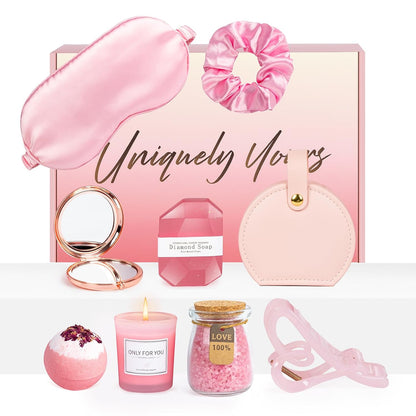 Birthday Gifts for Women, Pink Self-Care Spa Kit Gift, Relaxing Birthday & Thinking of You Care Package for Her, Mom, Wife, Girlfriend, Valentine’s Day Present for Her