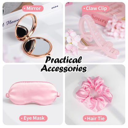 Birthday Gifts for Women, Pink Self-Care Spa Kit Gift, Relaxing Birthday & Thinking of You Care Package for Her, Mom, Wife, Girlfriend, Valentine’s Day Present for Her