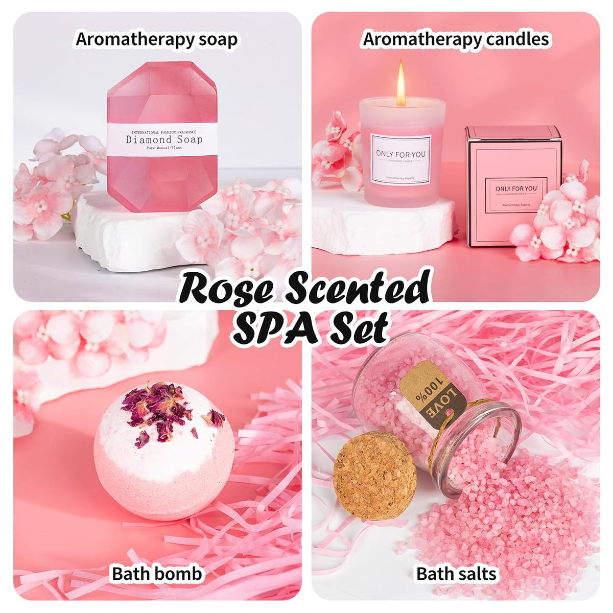 Birthday Gifts for Women, Pink Self-Care Spa Kit Gift, Relaxing Birthday & Thinking of You Care Package for Her, Mom, Wife, Girlfriend, Valentine’s Day Present for Her