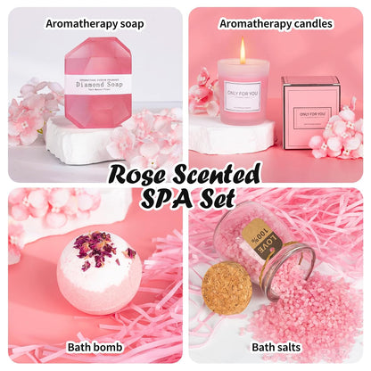 Birthday Gifts for Women, Pink Self-Care Spa Kit Gift, Relaxing Birthday & Thinking of You Care Package for Her, Mom, Wife, Girlfriend, Valentine’s Day Present for Her