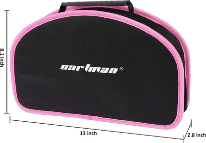 52-Piece Pink Hand Tool Set, Home Repair Kit With Round Carry Pouch