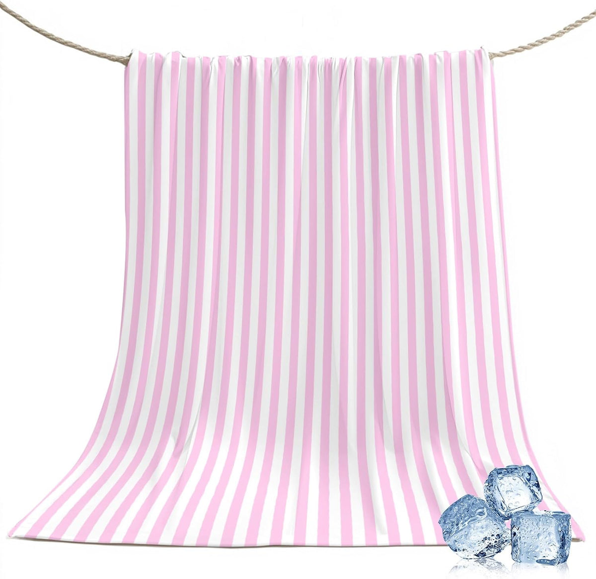 50"x60" Standard Throw Cooling Blanket Pink Striped Ice Silk Lightweight Breathable Soft Summer Blanket for Hot Sleepers Couch Bed Sofa Camping Spring Summer