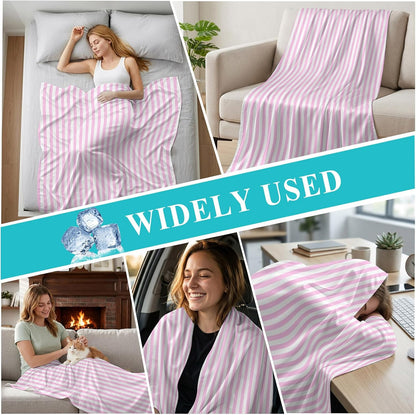 50"x60" Standard Throw Cooling Blanket Pink Striped Ice Silk Lightweight Breathable Soft Summer Blanket for Hot Sleepers Couch Bed Sofa Camping Spring Summer
