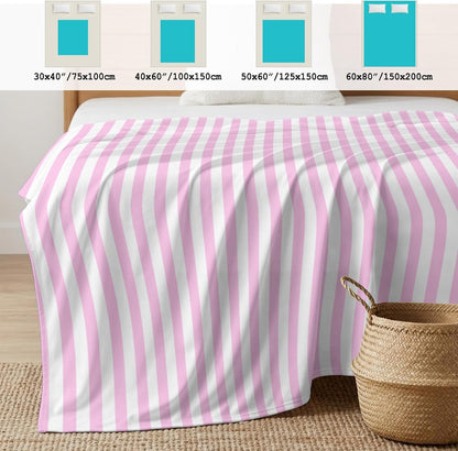 50"x60" Standard Throw Cooling Blanket Pink Striped Ice Silk Lightweight Breathable Soft Summer Blanket for Hot Sleepers Couch Bed Sofa Camping Spring Summer