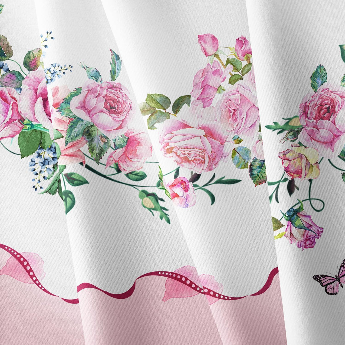 Yighty Round Tablecloth 60x60 Inch, Waterproof Wrinkle Resistant Durable Polyester Tablecloth Pink Rose Floral Tablecloth for Indoor and Outdoor, Holiday Farmhouse Kitchen Dining Room and Party