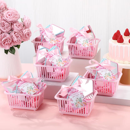 121 Pcs Spa Party Favors Women Spa Sleepover Party Supplies Include Basket Eye Mask Facial Sponge Mirror Comb Hair Circle Headband Toe Separator Stickers Card Ribbon Female Gift(Pink)
