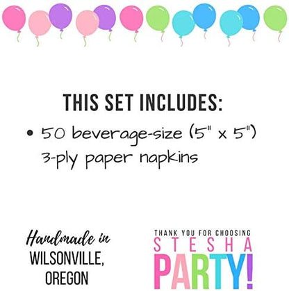 Pastel Napkins - 50 Ct Beverage Cocktail Paper Napkins Pink Mint Blue Lavender