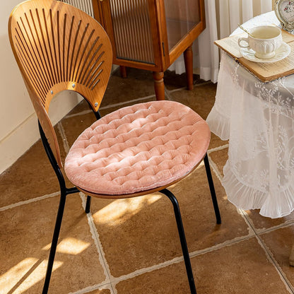 Luxury Velvet Chair Pad Seat Cushion Soft and Comfy Chair Cushion Solid Color Round Seat Pad Cushion for Kitchen Dining Office Chair (Pink,17"x17")