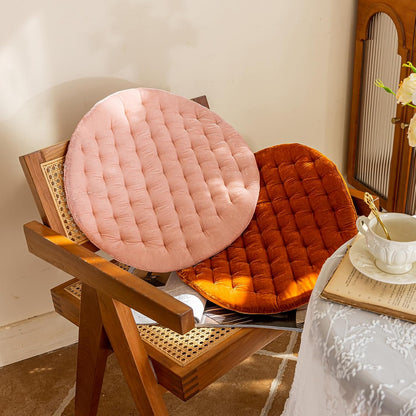 Luxury Velvet Chair Pad Seat Cushion Soft and Comfy Chair Cushion Solid Color Round Seat Pad Cushion for Kitchen Dining Office Chair (Pink,17"x17")
