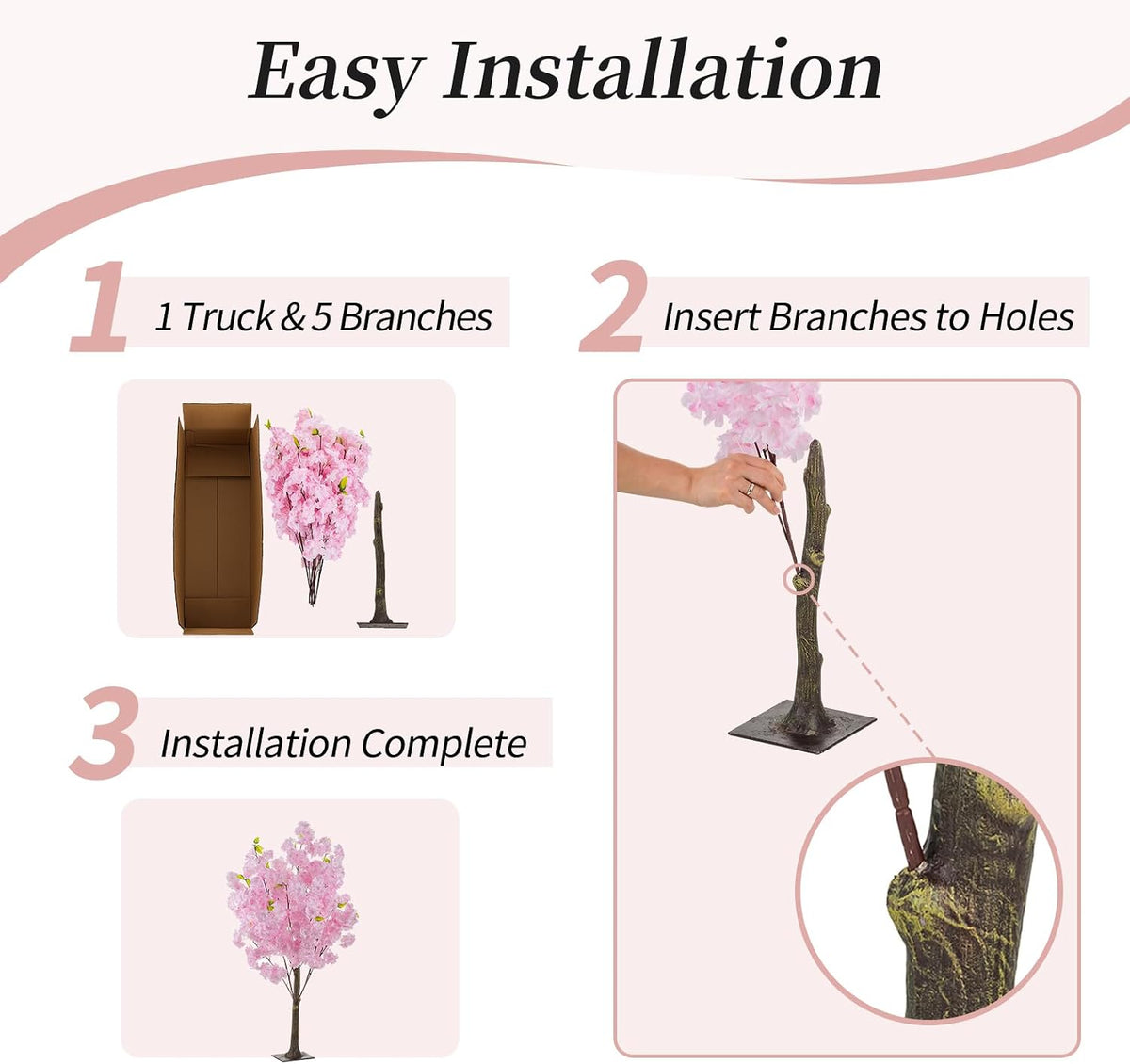 Cherry Blossom Tree Wedding Centerpiece: Set of 6, Pink, 3.2ft