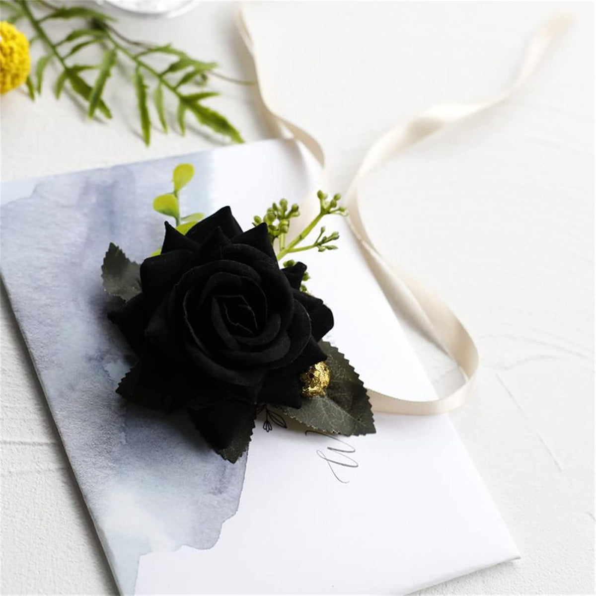 Corsage and Boutonniere Set White Pink Rose Wedding Wrist Corsage Boutonniere for Men Bride Bridesmaid Wedding Party Prom Anniversary Photography