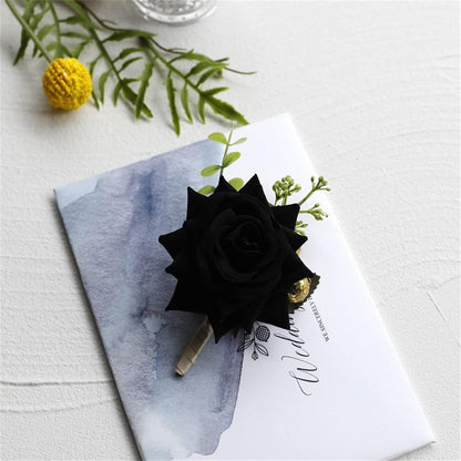 Corsage and Boutonniere Set White Pink Rose Wedding Wrist Corsage Boutonniere for Men Bride Bridesmaid Wedding Party Prom Anniversary Photography