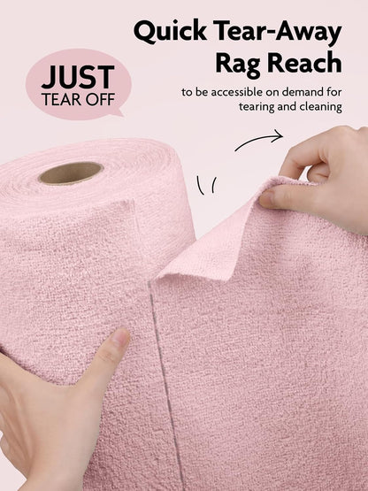 Microfiber Cleaning Cloth Roll- 30 Sheets, 12" x 12" (Pink)