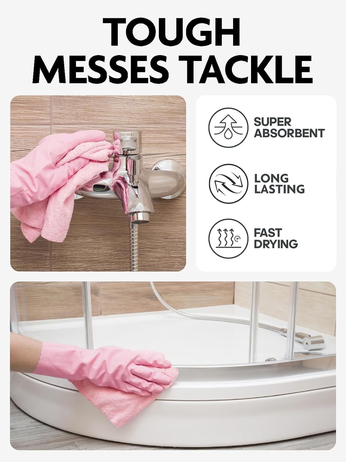 Microfiber Cleaning Cloth Roll- 30 Sheets, 12" x 12" (Pink)