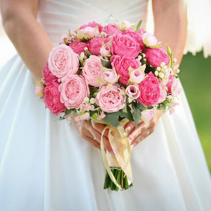 2 Packs Peonies Artificial Flowers, Mixed Pink Artificial Peonies, Silk Peonies Flowers Fake Peonies Artificial Flowers Peonies Bouquet for Centerpiece Table Wedding Party Home Decor