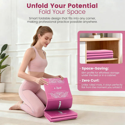 Foldable Non-Slip Yoga Mat and Blocks Set for Women, 9-Pcs Yoga Starter Kit