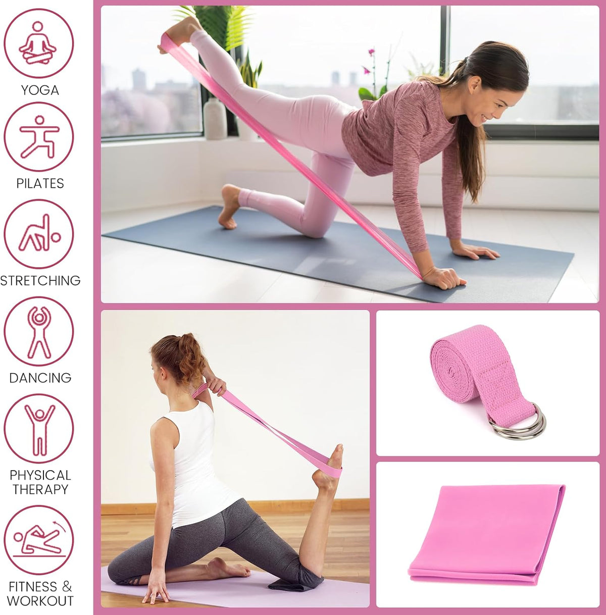 Foldable Non-Slip Yoga Mat and Blocks Set for Women, 9-Pcs Yoga Starter Kit