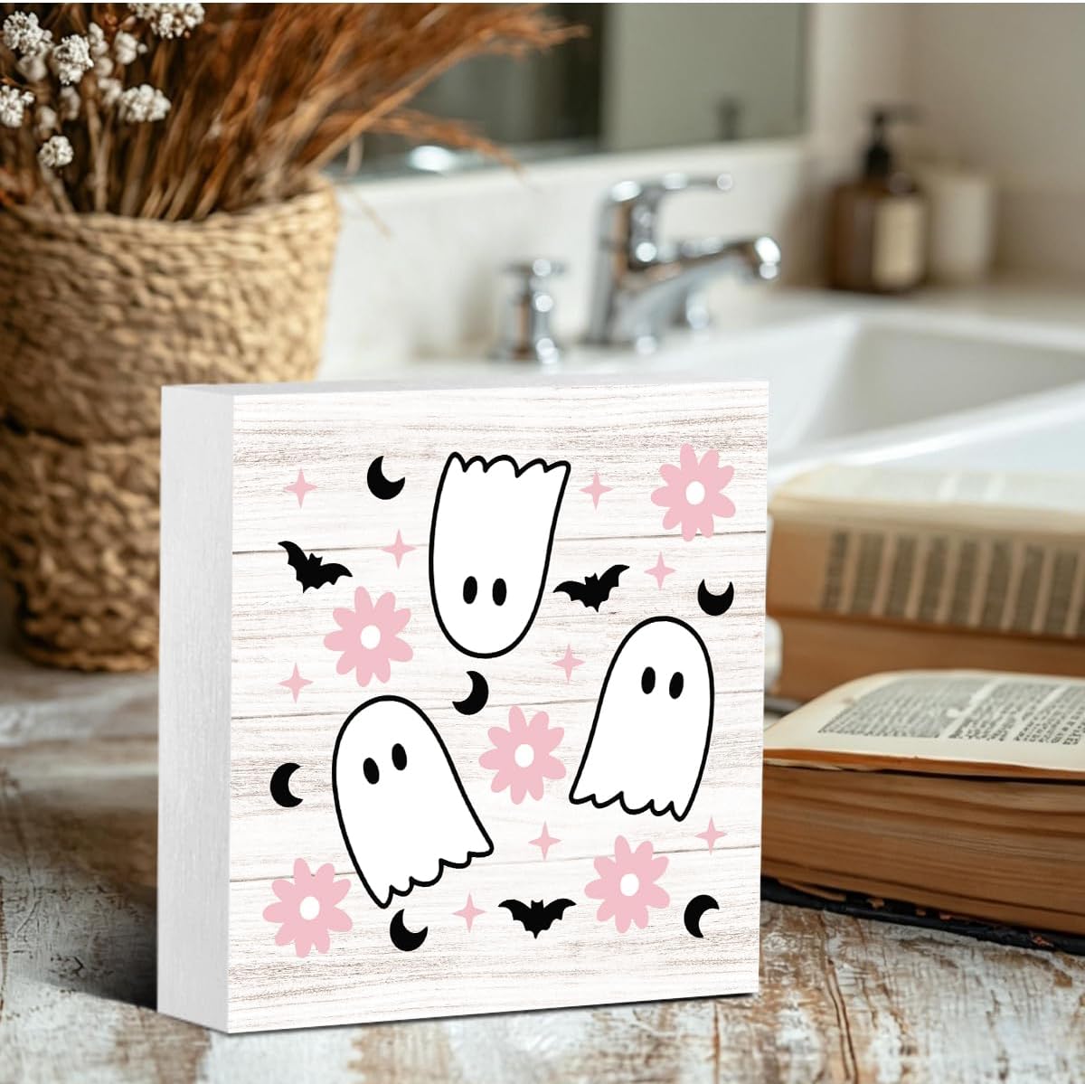 Halloween Ghost Sign Cute Halloween Decoration Indoor Home Office Decor