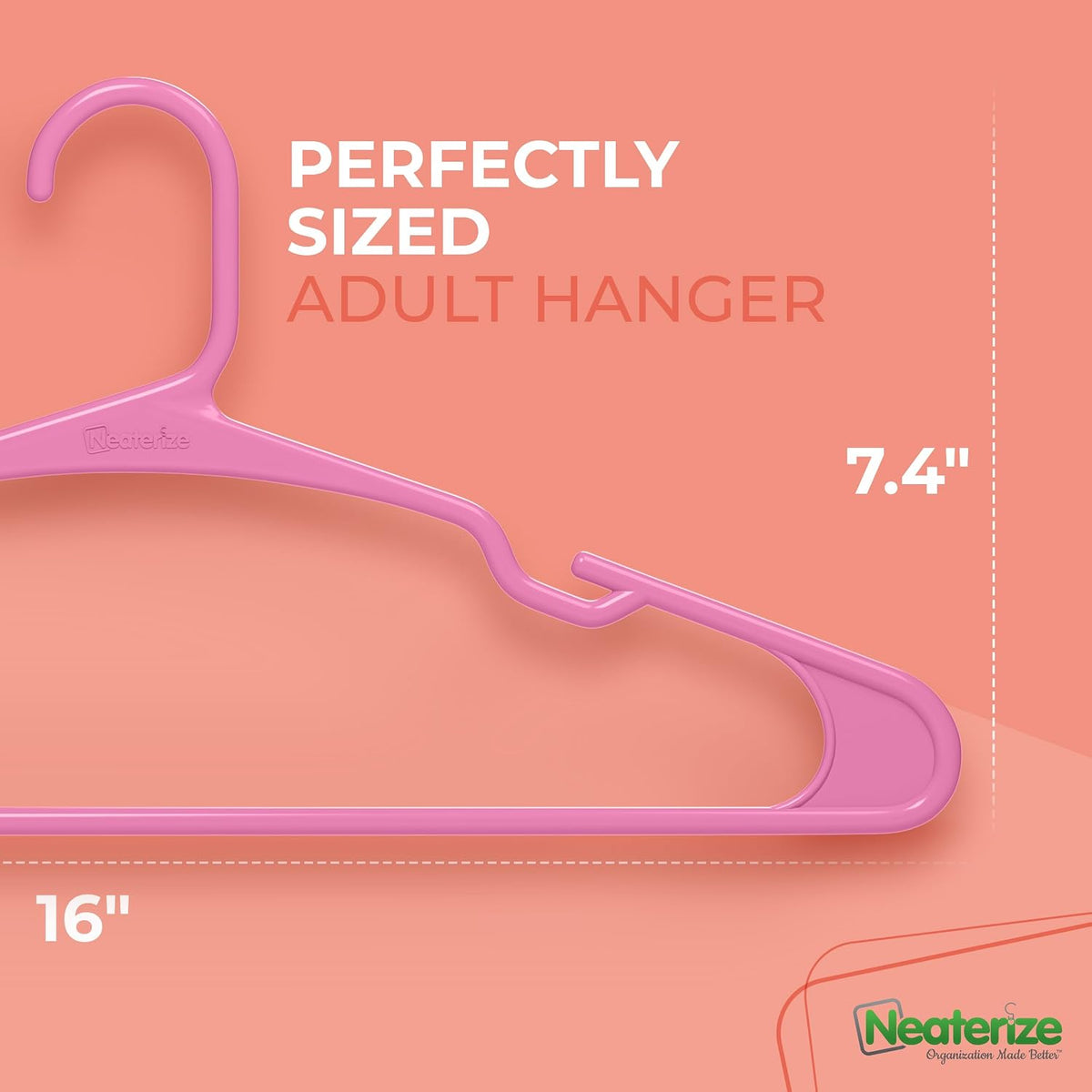 Clothes Hangers Plastic 50 Pack for Adults - Plastic Hangers, The Perfect Coat Hanger and Space Saving Clothes Hangers for Closet, Percheros Ganchos para Colgar Ropa Hangars - Pink Hangers