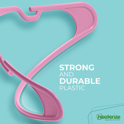 Clothes Hangers Plastic 50 Pack for Adults - Plastic Hangers, The Perfect Coat Hanger and Space Saving Clothes Hangers for Closet, Percheros Ganchos para Colgar Ropa Hangars - Pink Hangers
