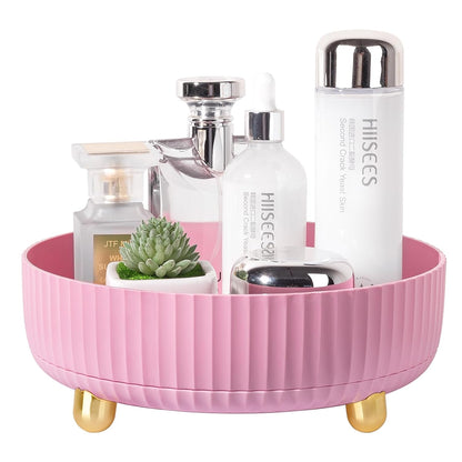 360 Rotating Makeup Perfume Organizer Skincare Tray, Small Pink