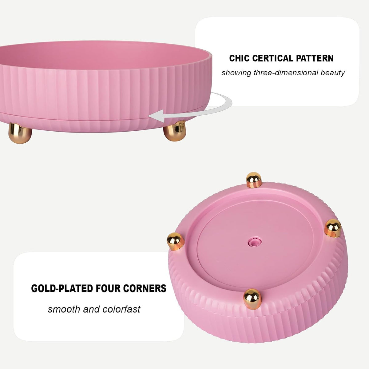 360 Rotating Makeup Perfume Organizer Skincare Tray, Small Pink