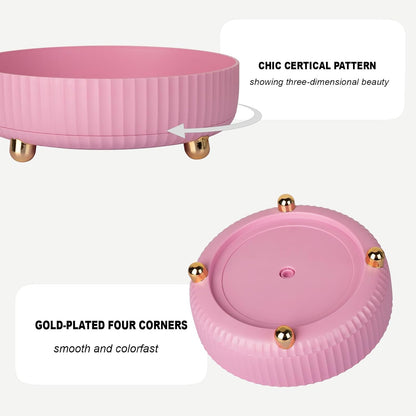 360 Rotating Makeup Perfume Organizer Skincare Tray, Small Pink