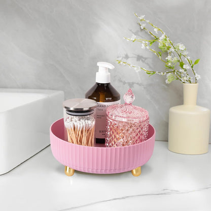360 Rotating Makeup Perfume Organizer Skincare Tray, Small Pink