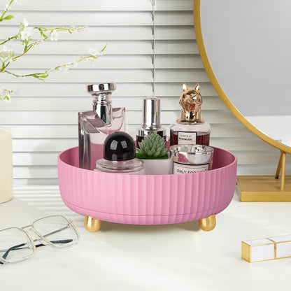 360 Rotating Makeup Perfume Organizer Skincare Tray, Small Pink