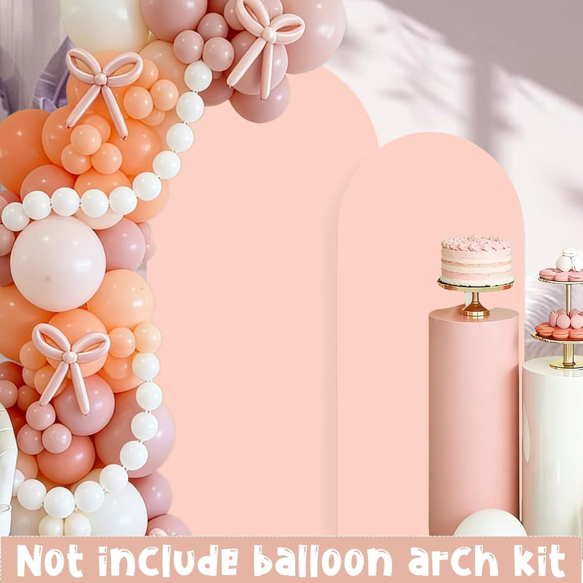 Peach Pink Arch Backdrop Covers Set of 2(7.2Ft, 6Ft), Spandex Fitted Chiara Arch Stand Covers Backdrops for Wedding Baby Shower Birthday Graduation Photo Booth Props(Only Cover)