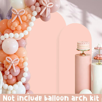Peach Pink Arch Backdrop Covers Set of 2(7.2Ft, 6Ft), Spandex Fitted Chiara Arch Stand Covers Backdrops for Wedding Baby Shower Birthday Graduation Photo Booth Props(Only Cover)