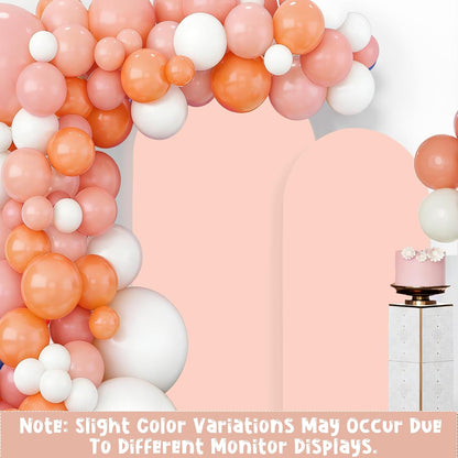 Peach Pink Arch Backdrop Covers Set of 2(7.2Ft, 6Ft), Spandex Fitted Chiara Arch Stand Covers Backdrops for Wedding Baby Shower Birthday Graduation Photo Booth Props(Only Cover)