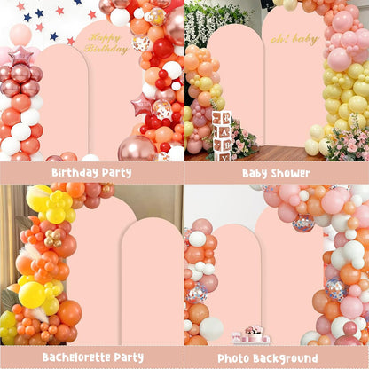 Peach Pink Arch Backdrop Covers Set of 2(7.2Ft, 6Ft), Spandex Fitted Chiara Arch Stand Covers Backdrops for Wedding Baby Shower Birthday Graduation Photo Booth Props(Only Cover)
