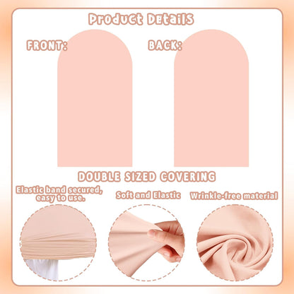 Peach Pink Arch Backdrop Covers Set of 2(7.2Ft, 6Ft), Spandex Fitted Chiara Arch Stand Covers Backdrops for Wedding Baby Shower Birthday Graduation Photo Booth Props(Only Cover)