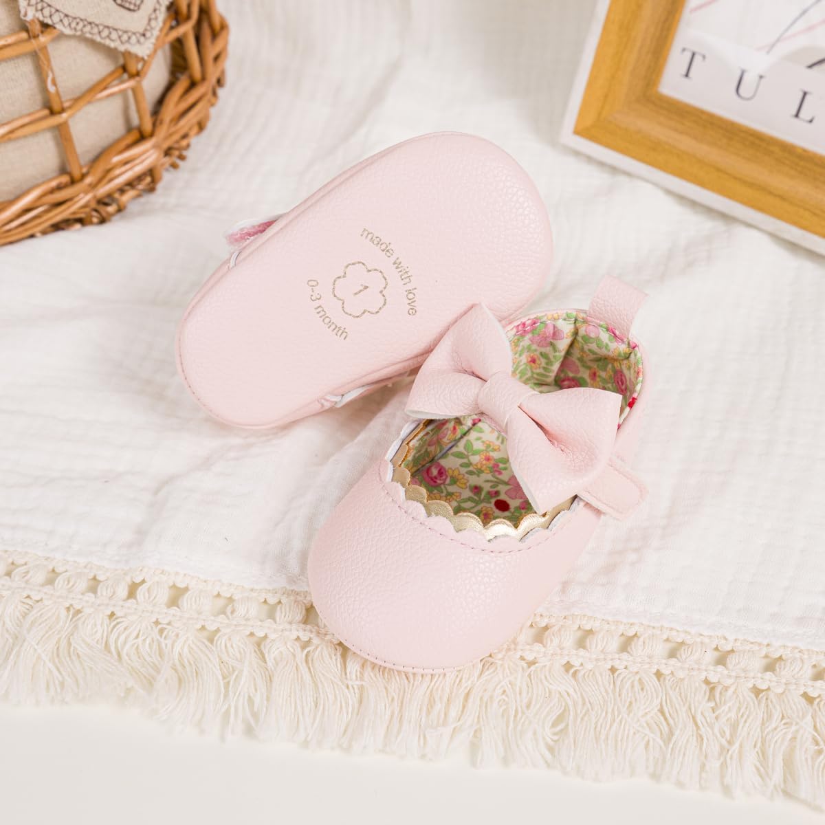 Newborn Baby Girls Dress Shoes Infant Bowknot Soft Sole Mary Jane Moccasins Baptism Christening Crib Shoes Wedding Princess Flats