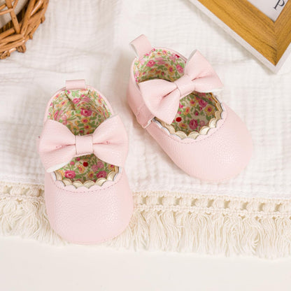 Newborn Baby Girls Dress Shoes Infant Bowknot Soft Sole Mary Jane Moccasins Baptism Christening Crib Shoes Wedding Princess Flats