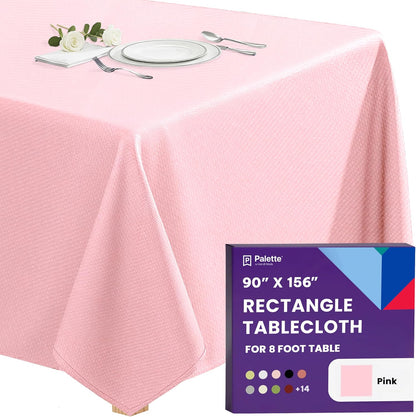 Gee Di Moda Rectangle Tablecloth - 90 x 156 Inch Pink Table Cloth for 8 Foot Tables with Floor-Length Drop - Heavy Duty Washable Fabric for Holiday Party, Dinner, Weddings & Baby Shower