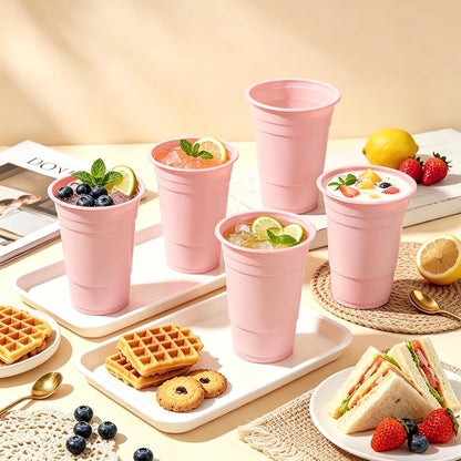 50 Pack 16oz Light Pink Plastic Cups, Party Cups for Weddings, Easter, Spring Celebrations, Mother's Day & Party Supplies