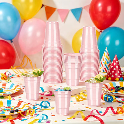 50 Pack 16oz Light Pink Plastic Cups, Party Cups for Weddings, Easter, Spring Celebrations, Mother's Day & Party Supplies