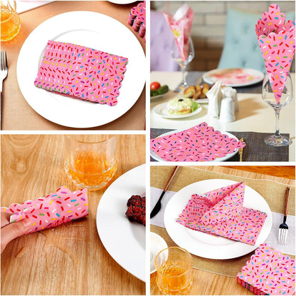100 Pcs Ice Cream Sprinkle Napkins Scalloped 2 Ply Disposable, Pink