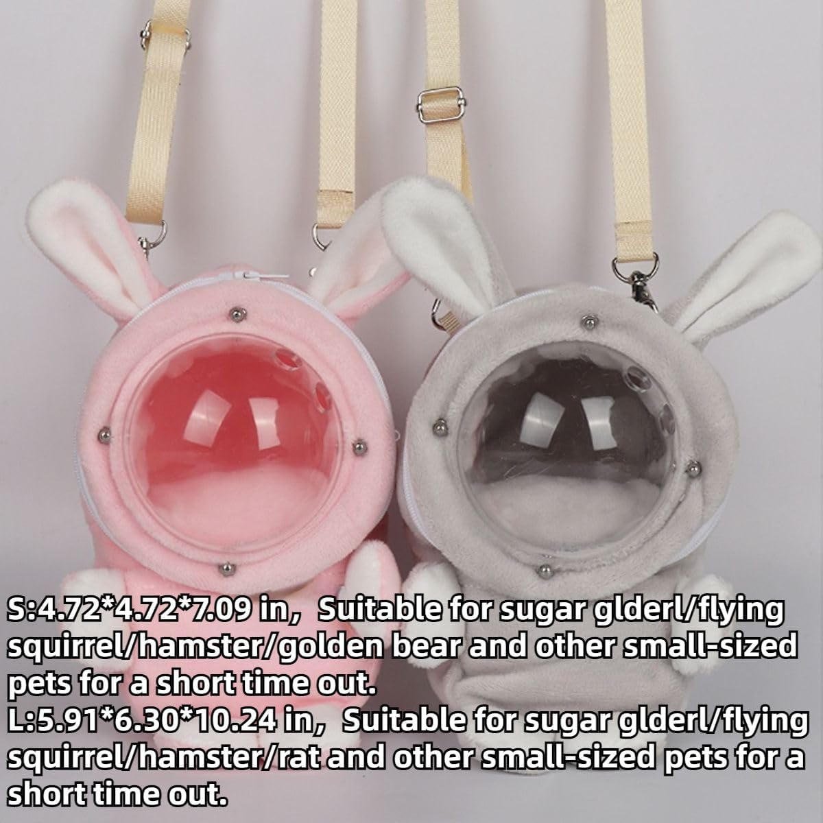 Sugar Glider Bonding Pouch Bonding Pouch Carry for Rat Syrian Hamster Hedgehog Small Pocket Pets, Gerbil Travel Bag Cute Bunny-Shaped Outing Bag with Large Transparent Window (Pink,Small)