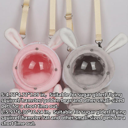 Sugar Glider Bonding Pouch Bonding Pouch Carry for Rat Syrian Hamster Hedgehog Small Pocket Pets, Gerbil Travel Bag Cute Bunny-Shaped Outing Bag with Large Transparent Window (Pink,Small)
