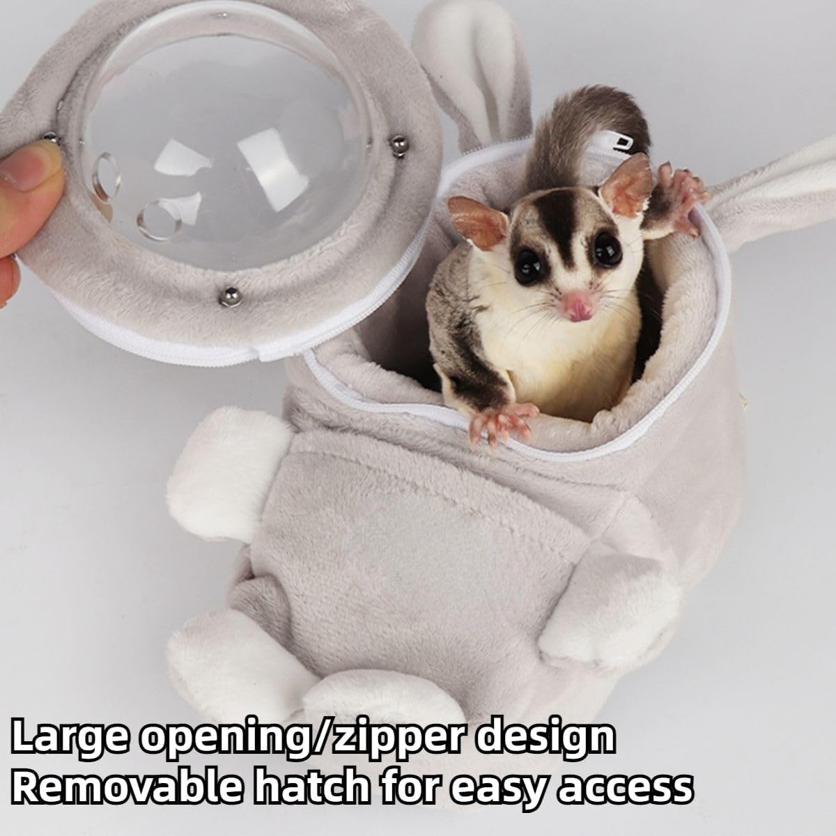 Sugar Glider Bonding Pouch Bonding Pouch Carry for Rat Syrian Hamster Hedgehog Small Pocket Pets, Gerbil Travel Bag Cute Bunny-Shaped Outing Bag with Large Transparent Window (Pink,Small)