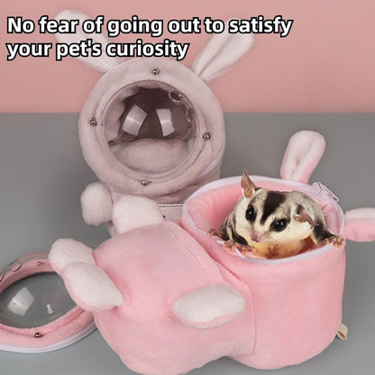 Sugar Glider Bonding Pouch Bonding Pouch Carry for Rat Syrian Hamster Hedgehog Small Pocket Pets, Gerbil Travel Bag Cute Bunny-Shaped Outing Bag with Large Transparent Window (Pink,Small)