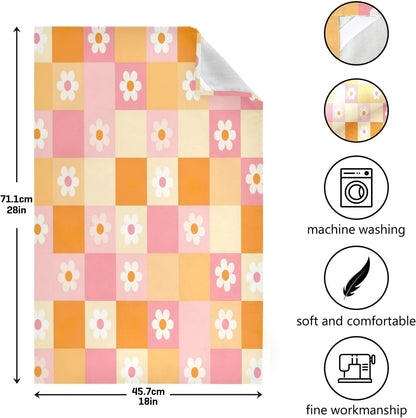 Checkered Grid Pastel Pink Tea Towles, 28x18 Inch Bulk Kitchen Towels Spring, Set of 4