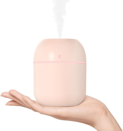 Portable Small Humidifier, USB Personal Desktop Humidifier for Car, Office Room, Bedroom, Auto Shut-Off, 2 Mist Modes, Super Quiet, 220ml, Pink