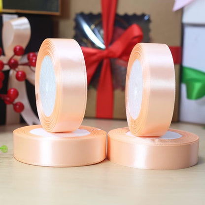 1" Peach Satin Ribbon Bulk Roll 100yd for Gifts & Bows